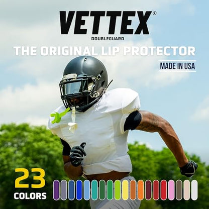 Vettex DoubleGuard Mouth Guard with Lip Protection, Clear | Football, Lacrosse, MMA, Boxing, Adjustable Helmet Strap, Braces Friendly, 2 Breathing Channels, NCAA & NFHS Certified - color: Clear