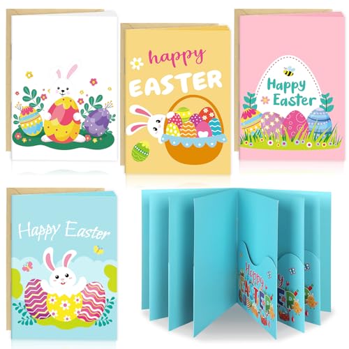 4 Sets Easter Gift Card Book, Happy Easter Money Holder Cards with Envelopes, Spring Bunny Gift Card Booklet Organizer for Family, Friends - color: Easter.Book