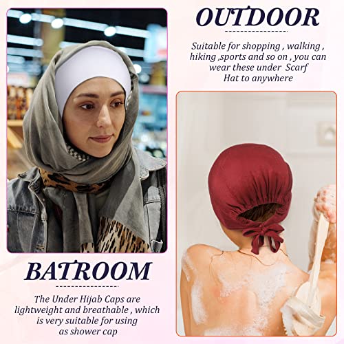 4 Pieces Women Under Scarf Hat Hijab Cap Islamic Muslim Under Scarf Turban Beanie Cap - color: Blue,white, size: One Size