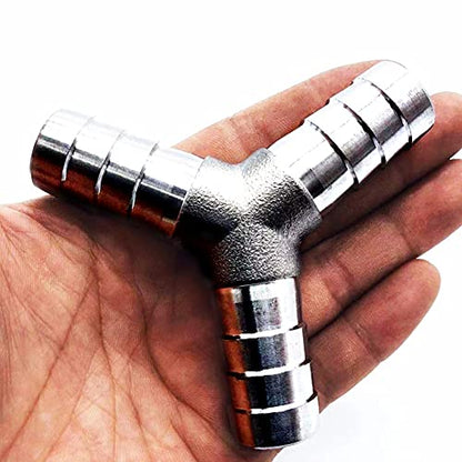 5/16" Hose Barb Fitting Equal Barbed Y Shaped 3 Way Wye Stainless Steel Tubing Joint Splicer Mender Adapter Union for Tubing Pipe Household Fuel Gas Liquid Air (2 Pcs with 6pcs Hose Clamps) - size: 5/16 Inch, style: 2 Pcs