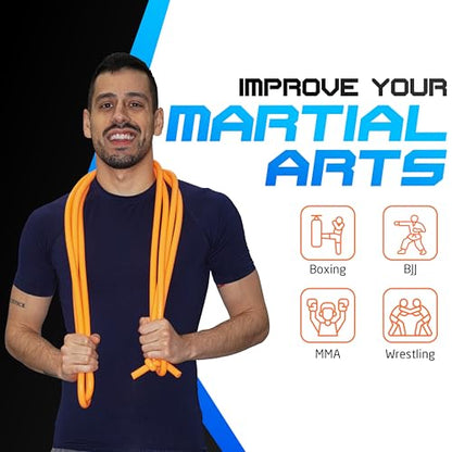 Resistance Bands - 16 Feet Long - 88 lbs Resistance - Strength Training Bands - Elastic Workout Bands - Wrestling Resistance Bands - Fitness & Home Workout Equipment - Resistance Training - color: Orange