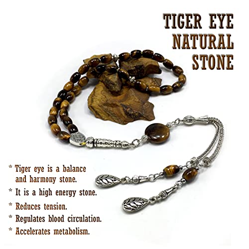 Design -Tiger Eye Stone Series Worry Beads - Prayer Beads - Tesbih-Tasbih-Tasbeeh-Misbaha-Masbaha-Subha-Sebha-Sibha-Rosary (-Oval Cut Model 6x9 mm-) - color: -Oval Cut Model 6x9 mm-