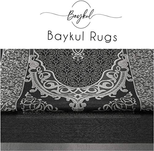 BAYKUL Muslim Prayer Rug, Islamic Turkish Prayer Rugs, Great Ramadan Gifts, Prayer Mat for Women and Men,Islam Carpet,Portable Muslims Mats,Praying Rugs Islam with Beads-Gift Prayer Beads 99 (Grey) - color: Grey