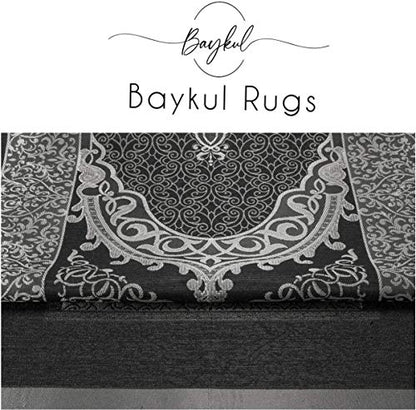 BAYKUL Muslim Prayer Rug, Islamic Turkish Prayer Rugs, Great Ramadan Gifts, Prayer Mat for Women and Men,Islam Carpet,Portable Muslims Mats,Praying Rugs Islam with Beads-Gift Prayer Beads 99 (Grey) - color: Grey