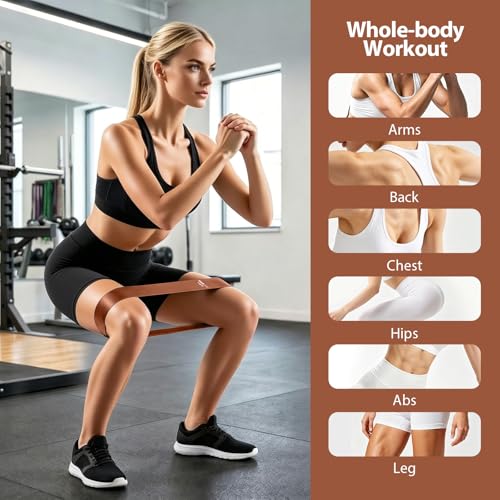 6-Pack Premium Natural Rubber Thickened Workout Resistance Bands Set for Home Gym & Physical Therapy, Anti-Snap Durable Exercise Bands for Full Body Strength Training, Legs, Glutes, Multi-Level - color: Medium-6 Set-Coffee brown