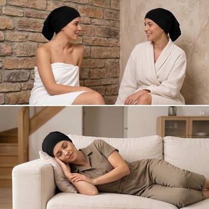 2 PCS Hijab Undercap for Women, Islamic Muslim Under Hijab Cap, Bonnet for Sleeping Women, Undercaps for Hijabs No Slip Under Caps for Hijabs Stretchy Head Cover (Black)