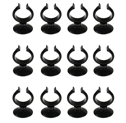 AQUANEAT 12 Pack Aquarium Suction Cup Clip Black, for Aquarium Heater, Tubing Hose, Plant, Decoration, Fish Tank (Black 1 1/4") - size: 1 1/4"