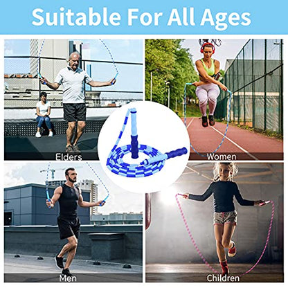Leeboom Jump Rope, Adjustable Length Tangle-Free Segmented Soft Beaded Skipping Rope, Fitness Jump Rope for Kids, Man, and Women Weight Loss 9.2 Feet - color: Purple