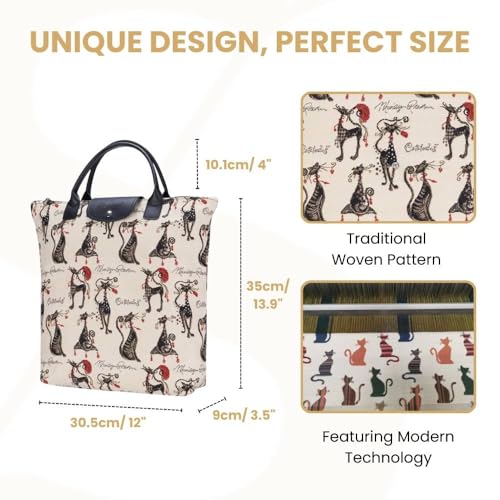 Signare Tapestry Foldable Tote Bag Reusable Shopping Bag Grocery Bag - color: Catitude