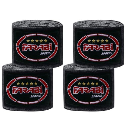 FARABI Kids Boxing Hand Wraps 100 Inches Long Junior Hand Wraps Boxing Hand Wraps Muay Thai Hand Wraps MMA Boxing Hand Wraps Men Boxing Hand Wraps Kids Boxing Hand Wraps Inner Gloves - color: Black (Pack of 2)