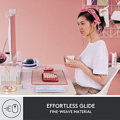 Logitech Desk Mat Studio Series Large Pad 30L x 70W cm - Darker Rose | Multifunctional large pad, extended mouse surface, office desk protector, anti-slip base, spill-resistant - color: Darker Rose