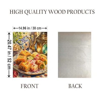 Arabic Sweets Islamic Kitchen Food Jigsaw Puzzle - 500 Pieces Wooden Puzzle for Adults, Wall Art Gift, Finished Size: 20 x 15 Inch - color: Arabic Sweets Islamic Kitchen - 500 Pieces