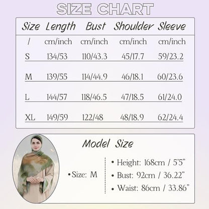 Printing Long Sleeve Abaya with Zipper for Women Dubai and Turkey Robe Spring and Summer Loose and Causual Dress - color: Khaki+hijab, size: Large