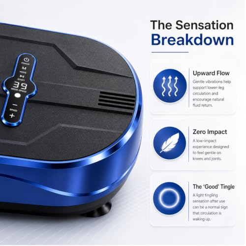 Natini Vibration Plate Exercise Machine - Power Vibrating Plate for Lymphatic Drainage,Whole Body Workout Machine for Women Weight Loss Home Fitness, - style: Flat Blue