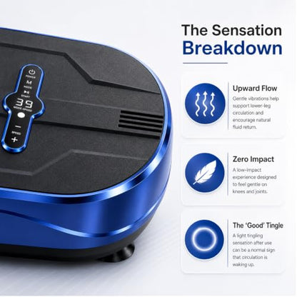 Natini Vibration Plate Exercise Machine - Power Vibrating Plate for Lymphatic Drainage,Whole Body Workout Machine for Women Weight Loss Home Fitness, - style: Flat Blue