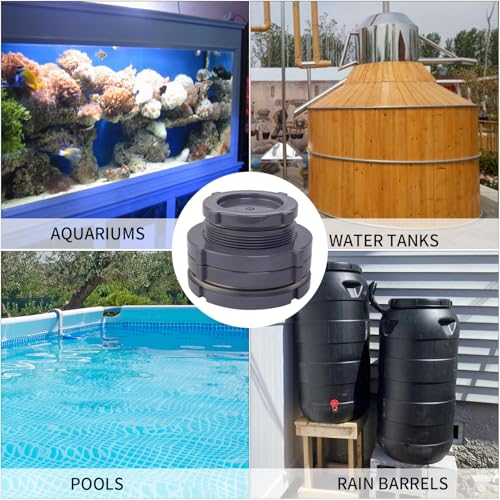 ChillWaves PVC Bulkhead Fitting 3" Double Thread Connector Adapter with Plugs for Water Tank, Aquariums, Rain barrels(1-PACK) - size: 3 Inch, style: Bulkhead Fitting + Plug
