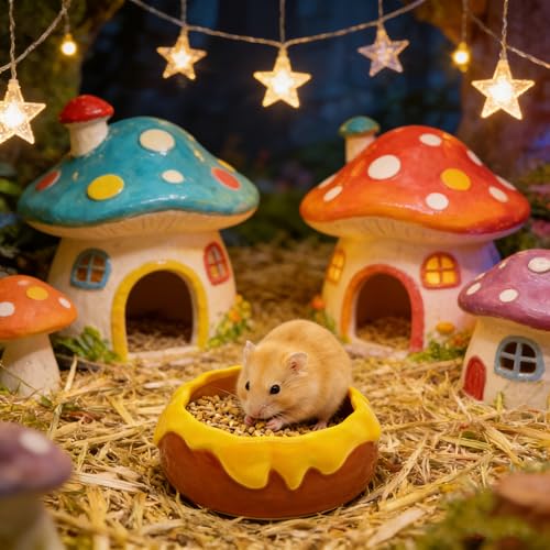 M2cbridge Ceramic Pudding Hamster Food Bowl Feeding Dish Water Bow for Guinea Pig Hedgehog Small Animal(Orange) - color: Orange