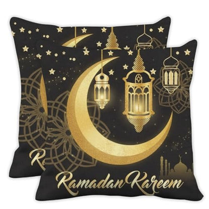Elegant Ramadan Pillow Covers 18x18 in Gold and Black Pillow Covers Set of 2 Islamic Mosque Art Ramadan Cushion Cover Luxury Arabic Throw Pillows Cover Decor Glitter Religious pillowcover - color: Ramadan-2