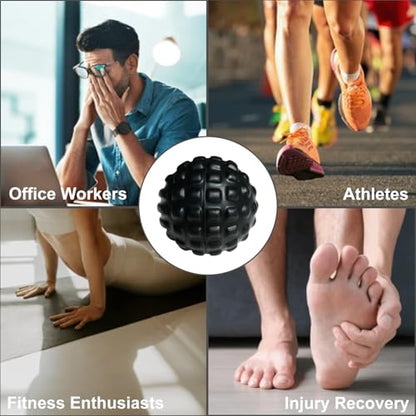 Massage Ball for Deep Tissue and Myofascial Release. 2.9″ Fascia Ball for Muscle Knots, Recovery, Trigger Point Therapy, Pain Relief, Foot Plantar Fasciitis. (Black) - color: Black