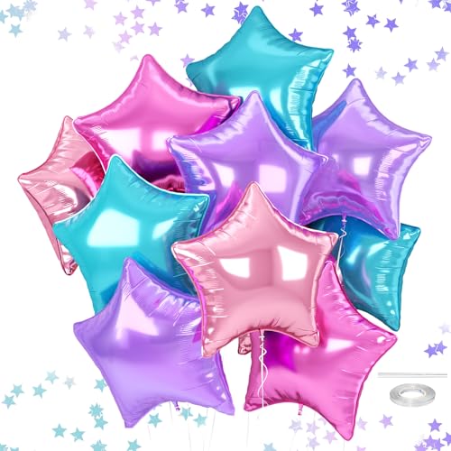 Purple Blue Star Balloons, 18 Inches Pink and Purple Balloon for Helium - color: Purple Blue