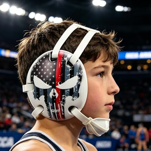 Wresling ear guard American Flag Thin Red Line Digital Printing Art(Adult&Youth) - size: Adult