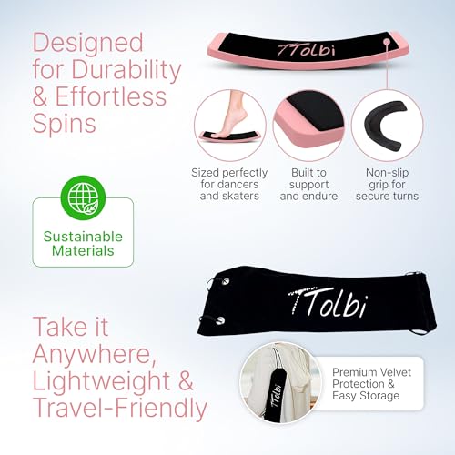 Turn Board for Dancers and Skaters, Ballet and Figure Skating Spinner | Off-ice trainer to improve spins, turns and balance for ballet, ice skating, cheer and gymnastics, all levels - color: Pink Premium