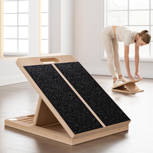 Portable Wooden Slant Board for Calf Stretching and Exercise, Adjustable Incline Wedge for Squats and Balance
