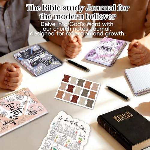XKDOUS Hardcover Spiral Notebook with Tabs and Bible Tracker, College Ruled Notebook Journal, Church Notes Journal for Women Men, Bible Journal, Blank Notebooks for Work School Note taking, Grey - color: Grey