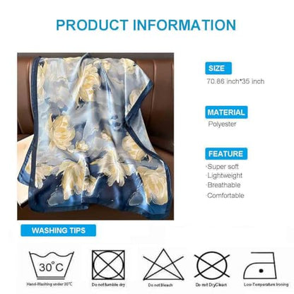 Xyueanlo Scarfs for Women Lightweight Scarves Fashion Print Floral Pattern Head Scarf Wraps Shawls - color: Blue White