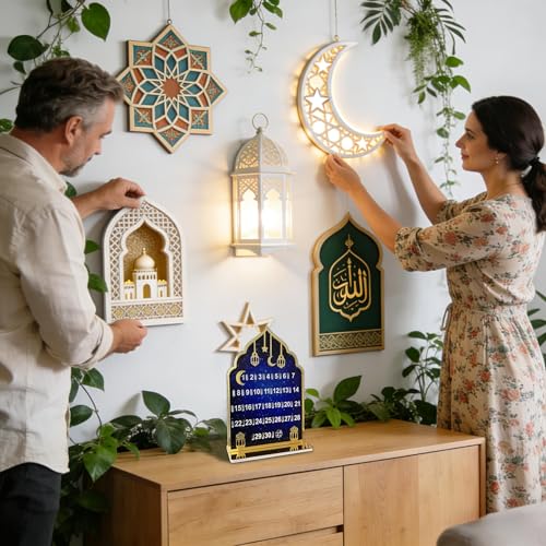 Ramadan Advent Calendar Ramadan Countdown Calendar Mubarak Islamic centerpieces decorations for Table Office Home Eid Advent Days Gift