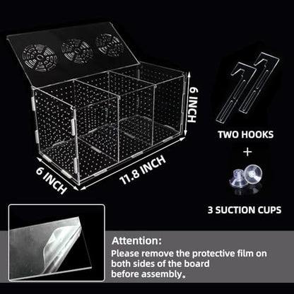 Fish Breeding Box, Acrylic Isolation Box Separator for Aquarium Hatchery Incubator with Suction Cups for Baby Fish Shrimp Clownfish (11.8 * 5.9 * 5.9 inch)