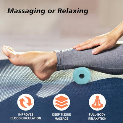 Blue Foot Massager Roller Set for Plantar Fasciitis, Arch&Heel Pain Relief | Includes Foot Roller, lacrosse and spiky massage balls for deep tissue trigger point muscle therapy and neuropathy relief - color: Blue Combination