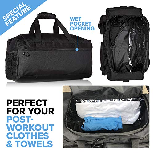 32L 20" Tactical Gym Duffle Bag with Shoe Compartment & Wet Pocket | Water Resistant Fabric, Reinforced Base, MOLLE Webbing & 7 Compartments for Workout, Basketball, Soccer, Travel & Gym Gear