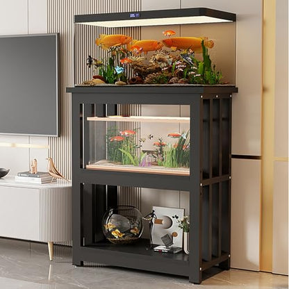 Adjustable Multi-Tier Fish Tank Stand - Durable Steel Aquarium Cabinet for Large Tanks - Versatile Reptile Rack & Terrarium Table - Perfect Home/Office Display Solution - color: #B, size: 80x45x100cm/31x18x39in