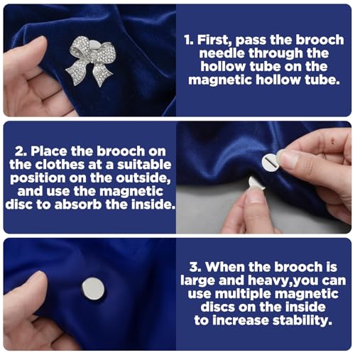 6 Pairs Mini Magnetic Pin Brooch Converters Magnetic Clasps Metal Pin Backs Clothing Magnet Buckle Lapel Pins Brooch Holder Converter for Hijab Scarf Shawls Thin Fabric Round Invisible - color: Silver