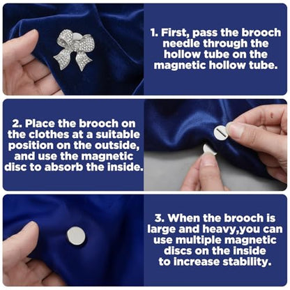 6 Pairs Mini Magnetic Pin Brooch Converters Magnetic Clasps Metal Pin Backs Clothing Magnet Buckle Lapel Pins Brooch Holder Converter for Hijab Scarf Shawls Thin Fabric Round Invisible - color: Silver