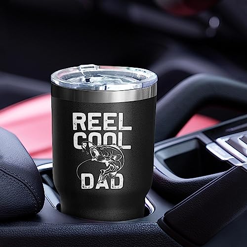Fishing Gifts for Dad Men 30 oz REEL COOL DAD Tumbler Cups with Fish American Flag Design Father's Day Christmas Fishing Gifts for Dad Grandpa Stainless Steel Insulated Water Bottle With Lid - color: DAD-Fishing-01
