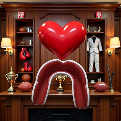 Red Mouth Guard, Sports Mouth Guard Mouthguard for Football, Basketball, Hockey, MMA, Boxing, Jiu Jitsu, Adult & Youth Red&White Adults Mouthguards