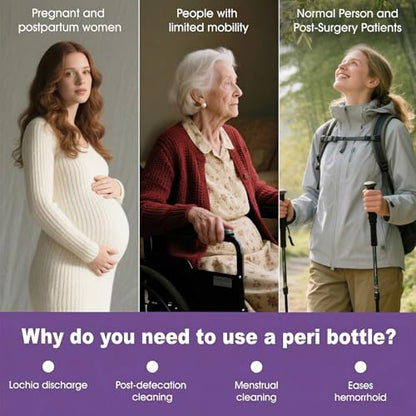 Peri Bottle for Postpartum, Portable Bidet, Perineal Bottle for Postpartum Essential, 17 OZ Upside Down Peri Bottle for Postpartum Recovery, Postpartum Care with Carrying Bag (Purple, L) - size: L