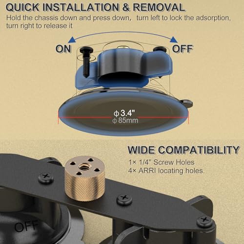 MINIFOCUS Double Suction Cup Mount, Twist-Lock Dual Suction Cup Base with Camera Thread Adapter, Quick Release Double-Layer Suction, Windshield Window Car Mount for Magic Arm - style: S1404