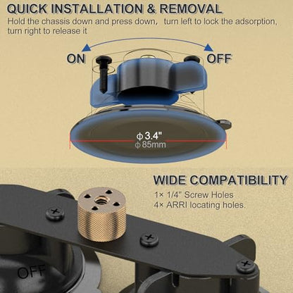 MINIFOCUS Double Suction Cup Mount, Twist-Lock Dual Suction Cup Base with Camera Thread Adapter, Quick Release Double-Layer Suction, Windshield Window Car Mount for Magic Arm - style: S1404