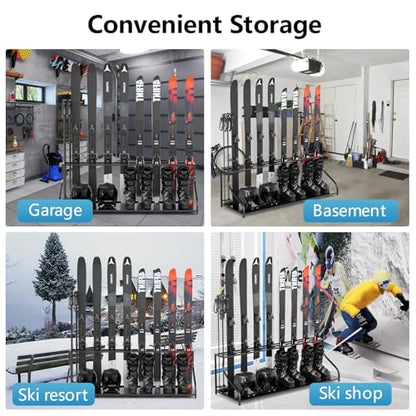 Ski Storage Rack-Holder Garage - Freestanding Ski Equipment Organizer Ski Boot Snowboard Rack Stand Snow Gear Storage - color: 8 Pairs