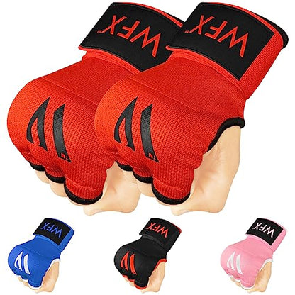 WFX Kids Junior Boxing Hand Wraps Inner Gloves Gel Padded Elasticated Padded Fist Under Gloves Pair Combat Sports for Young Fighters Gel Boxing Hand Wraps - color: Red