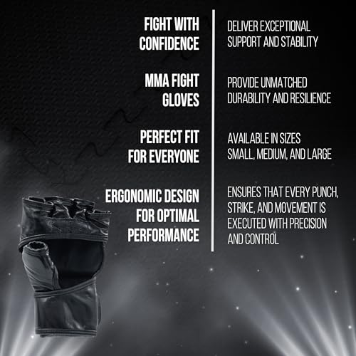 CLETO REYES Black Mamba MMA Competition Fight Gloves for Men and Women, Cowhide Leather, Black - size: Small