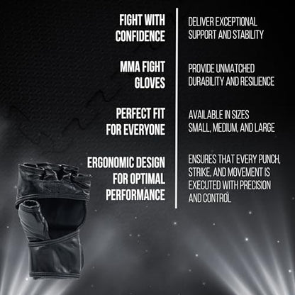 CLETO REYES Black Mamba MMA Competition Fight Gloves for Men and Women, Cowhide Leather, Black - size: Large
