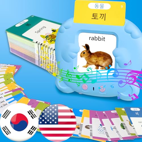 English Talking Flash Cards Bilingual for Kids - Korean, Blue - color: Korean, size: Blue