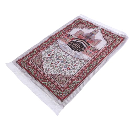 Rengue Soft Velvety Touch Prayer Rug Islamic Prayer Mat Portable Foldable with Elegant Tassels for Men Women Ramadan Eid Gift