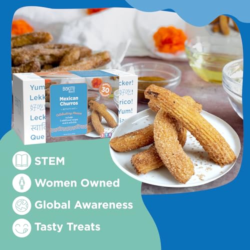 BāKIT Box Churros Baking Kit for Kids, Authentic Mexican Dessert with Printed Recipe & Activity Guide, Fun STEM Learning Gift for Ages 5–12, Homeschool & Family Cooking Set - color: Churro Maker