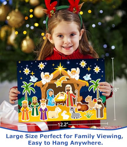 Nativity Advent Calendar 2025 - Religious Nativity Scene Christmas Countdown Stickers for Kids Christian Advent Calendar Christmas Activities Decorations Gifts
