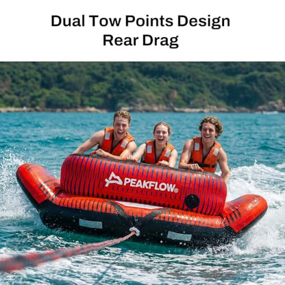 PEAKFLOW Towable Tube,Boat Tube,1-3 Person,Tubes for Boating,PVC Liner and Full Nylon Cover,Lake & Ocean Fun - size: 3 Rider Horizon